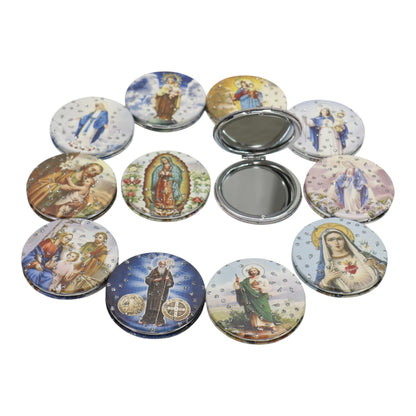 Religious Glitter Circular Compact Makeup Mirror JM6423-1 (12PC)