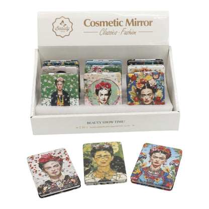 Frida Kahlo Rectangular Glitter Compact Makeup Mirror JM6423-10 (12PC)