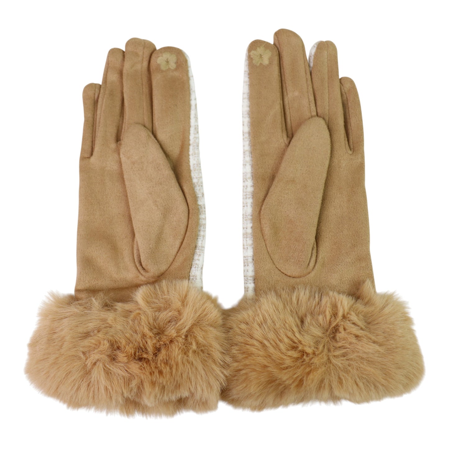 Women's Fur Check Pattern Touch Screen Gloves GL184 (12PAIR)