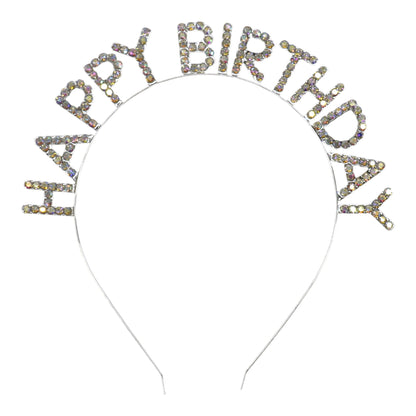 Iron Alloy Rhinestone Happy Birthday Head Band HB101 (12PC)