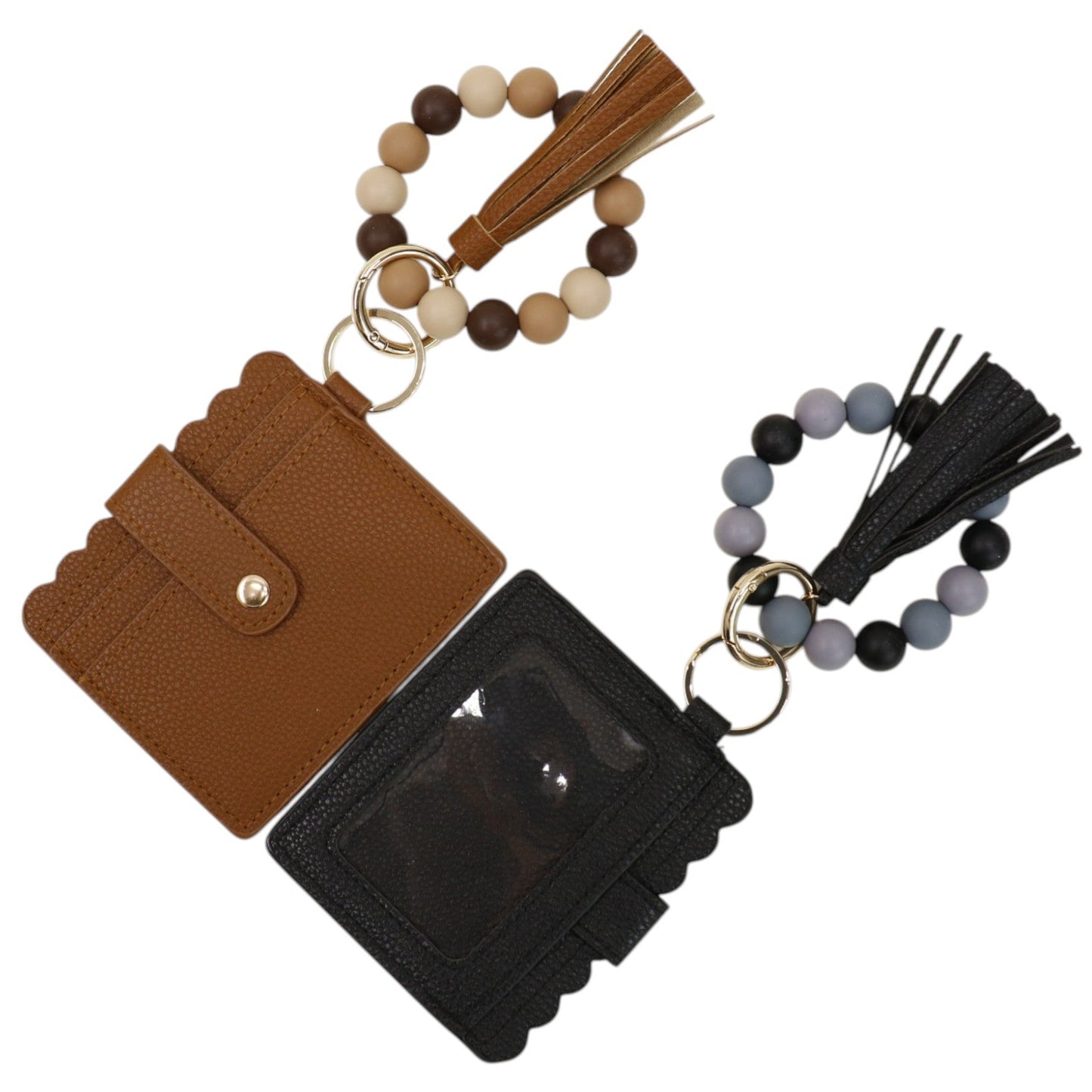 Silicone Bracelet with Multi Color Leather Wallet Tassel JB6126-18 (12PC)