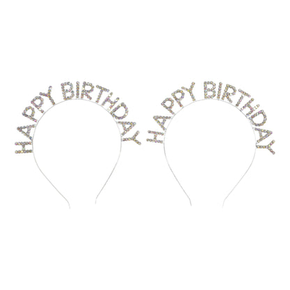 Iron Alloy Rhinestone Happy Birthday Head Band HB101 (12PC)