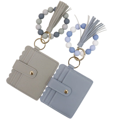Silicone Bracelet with Multi Color Leather Wallet Tassel JB6126-18 (12PC)