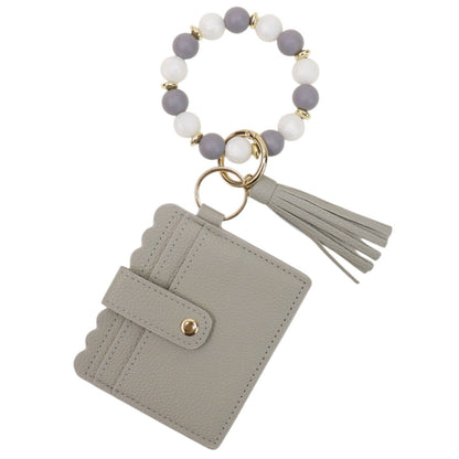 Silicone Bracelet Leather Wallet Tassel JB6126-10 (12PC)