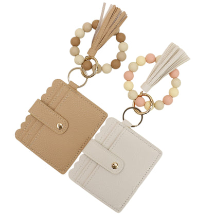 Silicone Bracelet with Multi Color Leather Wallet Tassel JB6126-18 (12PC)