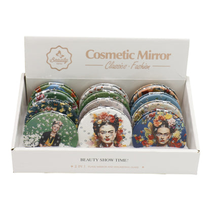 Frida Kahlo Glitter Circular Compact Makeup Mirror JM6423-29 (12PC)