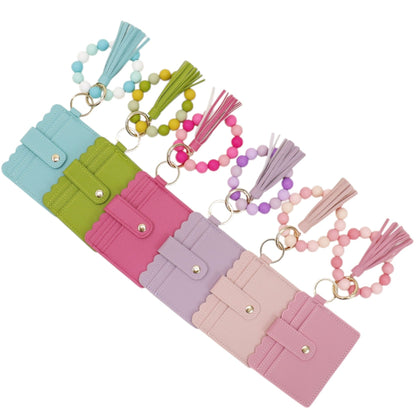 Silicone Bracelet with Multi Color Leather Wallet Tassel JB6126-18 (12PC)