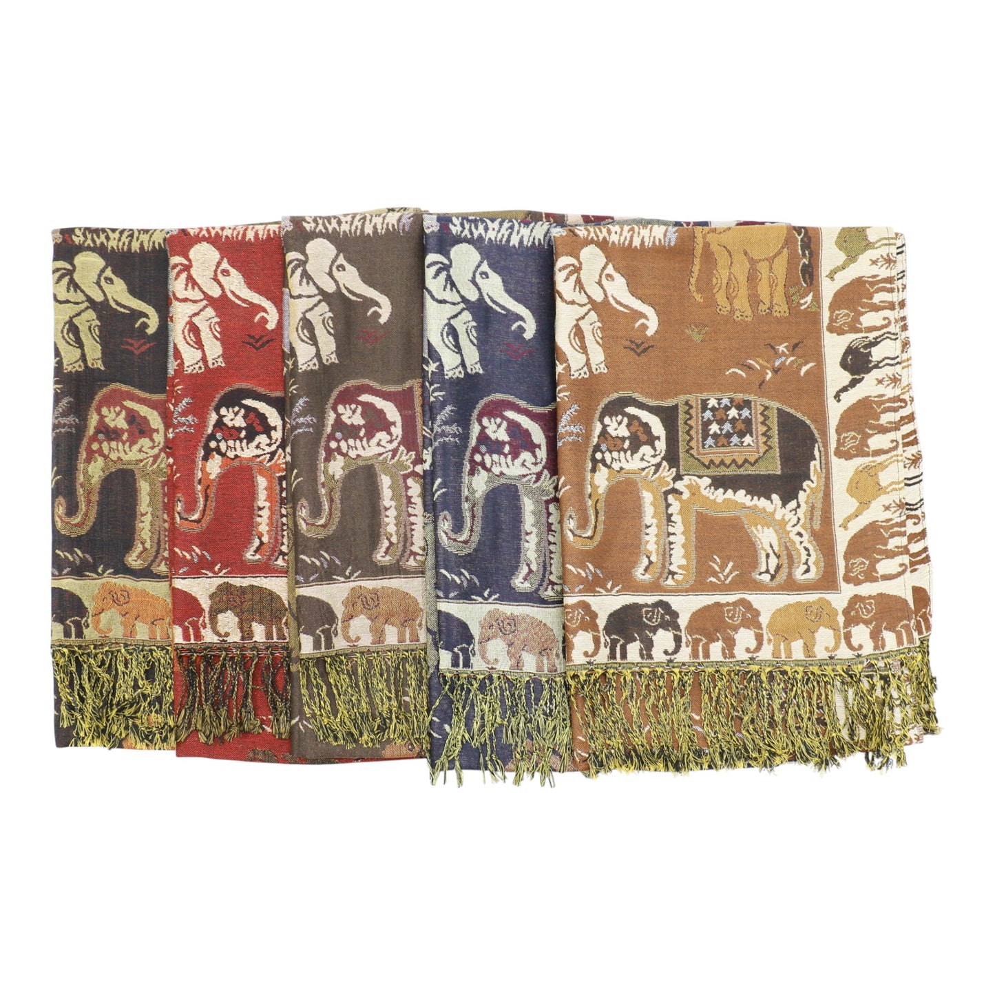 Metallic Pashmina Elephant Pattern SCF5923-1 (12pc)
