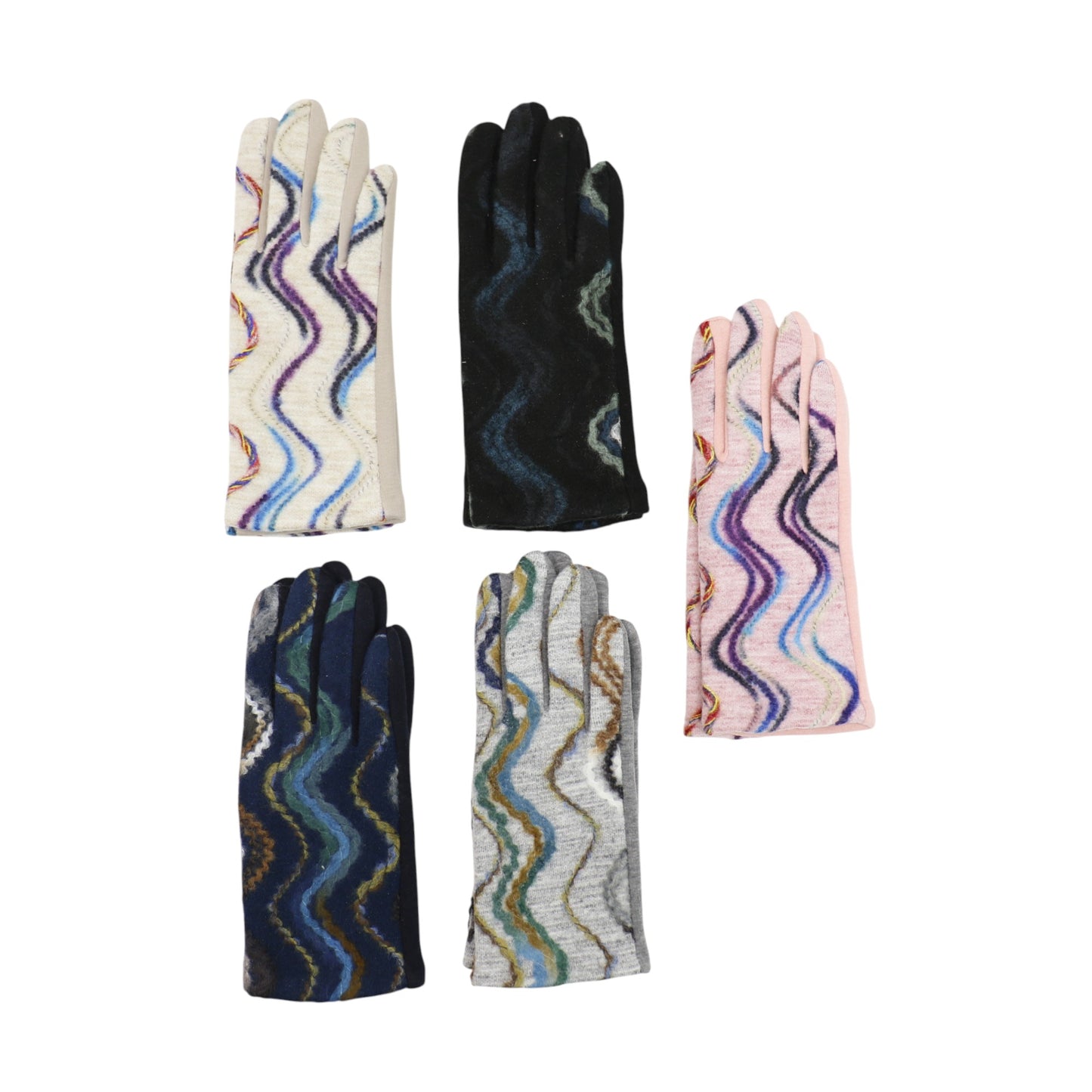 Women's Wave Pattern Winter Touch Screen Gloves GL188. (12PAIR)