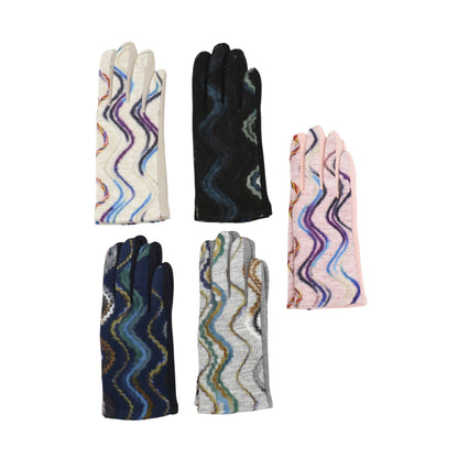 Women's Wave Pattern Winter Touch Screen Gloves GL188. (12PAIR)