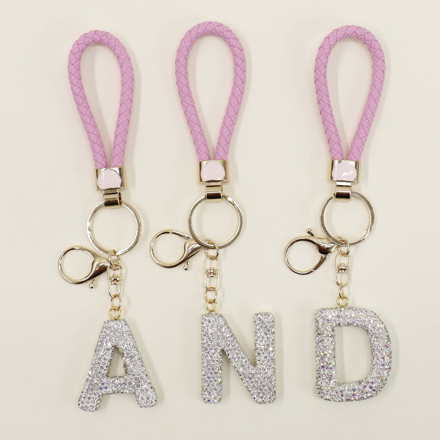 Rhinestone Alphabet Initial Letter Key Chain SS51011-40 (12PC)