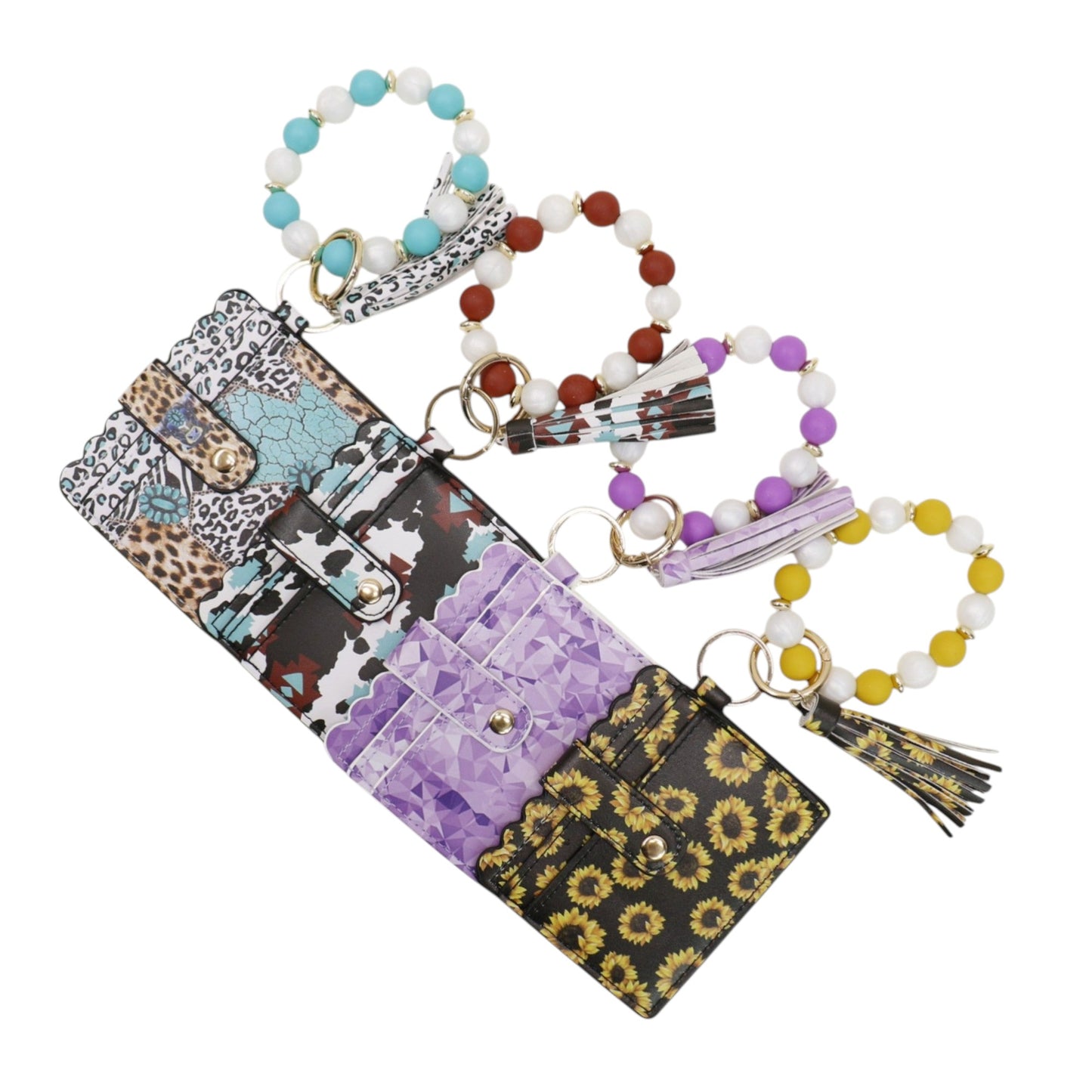 Silicone Bracelet Leather Wallet Tassel JB6126-10 (12PC)