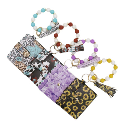 Silicone Bracelet Leather Wallet Tassel JB6126-10 (12PC)