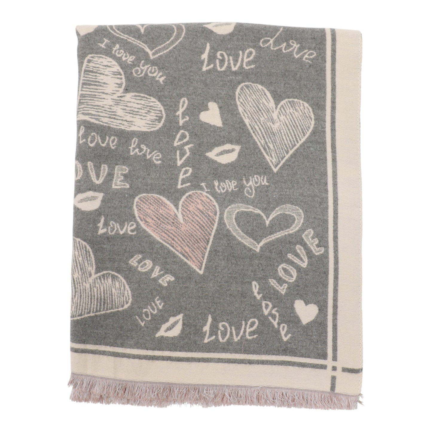 Cashmere Feel Winter Reversible Love N Heart Pattern Scarves SCF4827-23 (12PC)