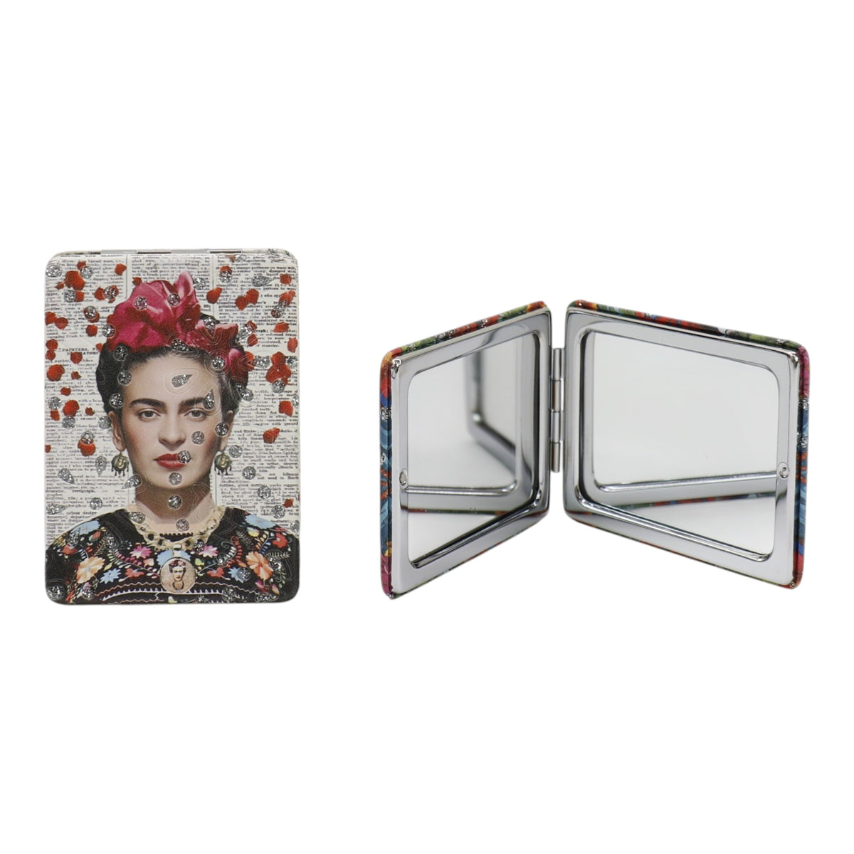 Frida Kahlo Rectangular Glitter Compact Makeup Mirror JM6423-10 (12PC)