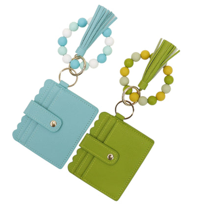 Silicone Bracelet with Multi Color Leather Wallet Tassel JB6126-18 (12PC)