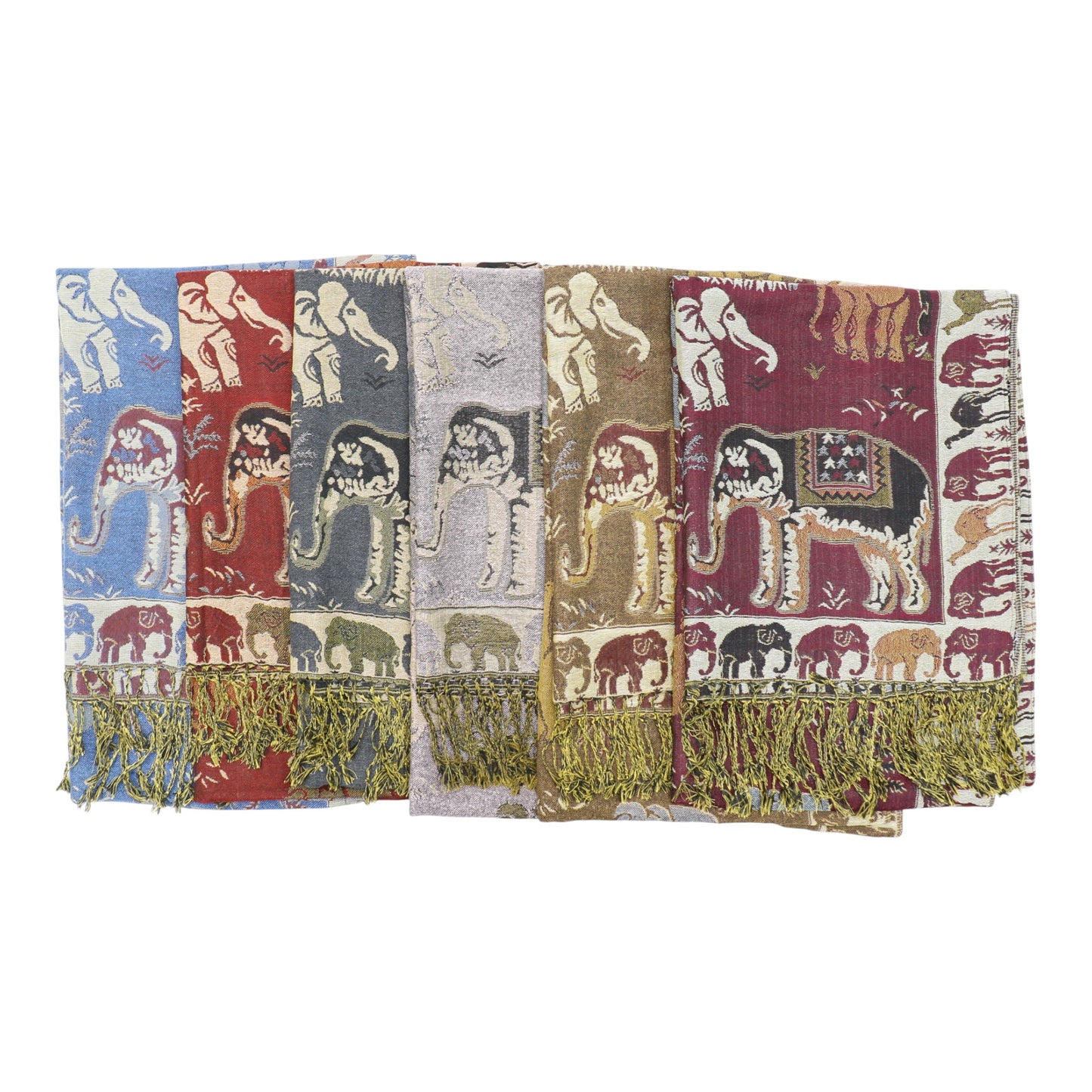 Metallic Pashmina Elephant Pattern SCF5923-1 (12pc)