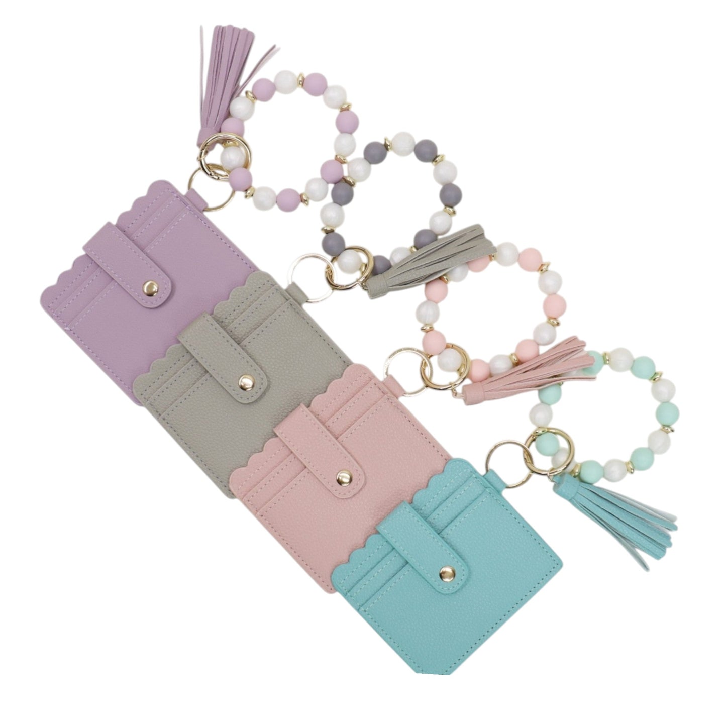 Silicone Bracelet Leather Wallet Tassel JB6126-10 (12PC)