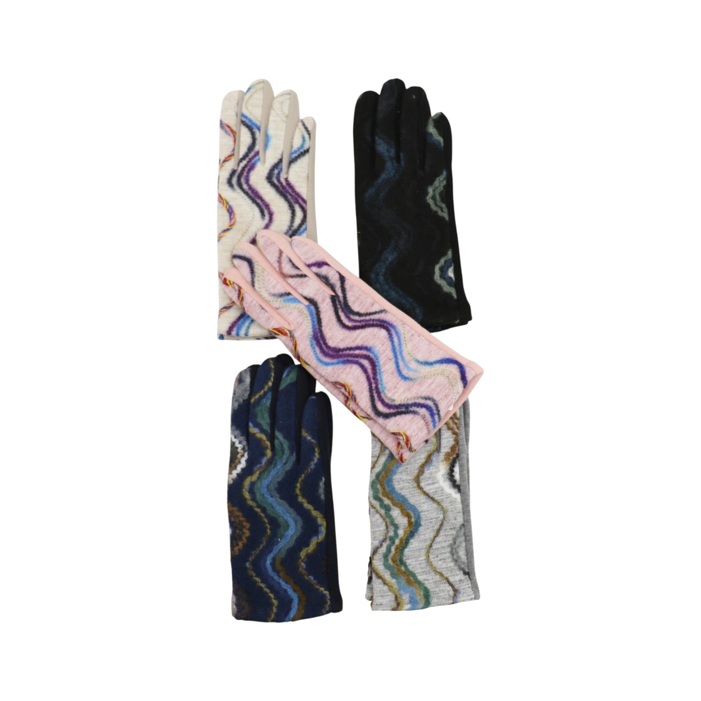 Women's Wave Pattern Winter Touch Screen Gloves GL188. (12PAIR)