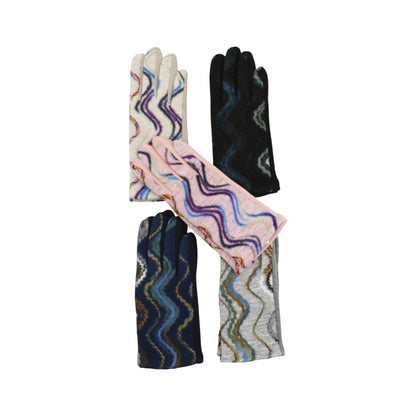 Women's Wave Pattern Winter Touch Screen Gloves GL188. (12PAIR)