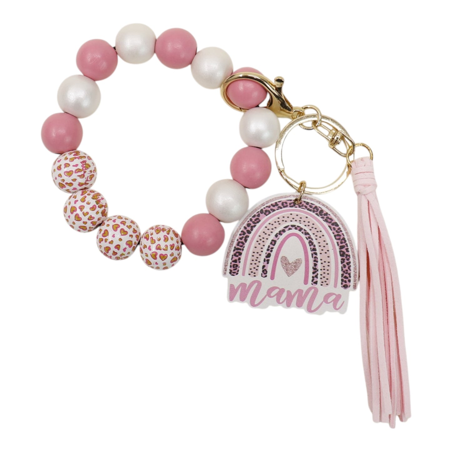 Multi Color Beaded Keychain Bracelet With Tassel JK6226-1 (12PC)