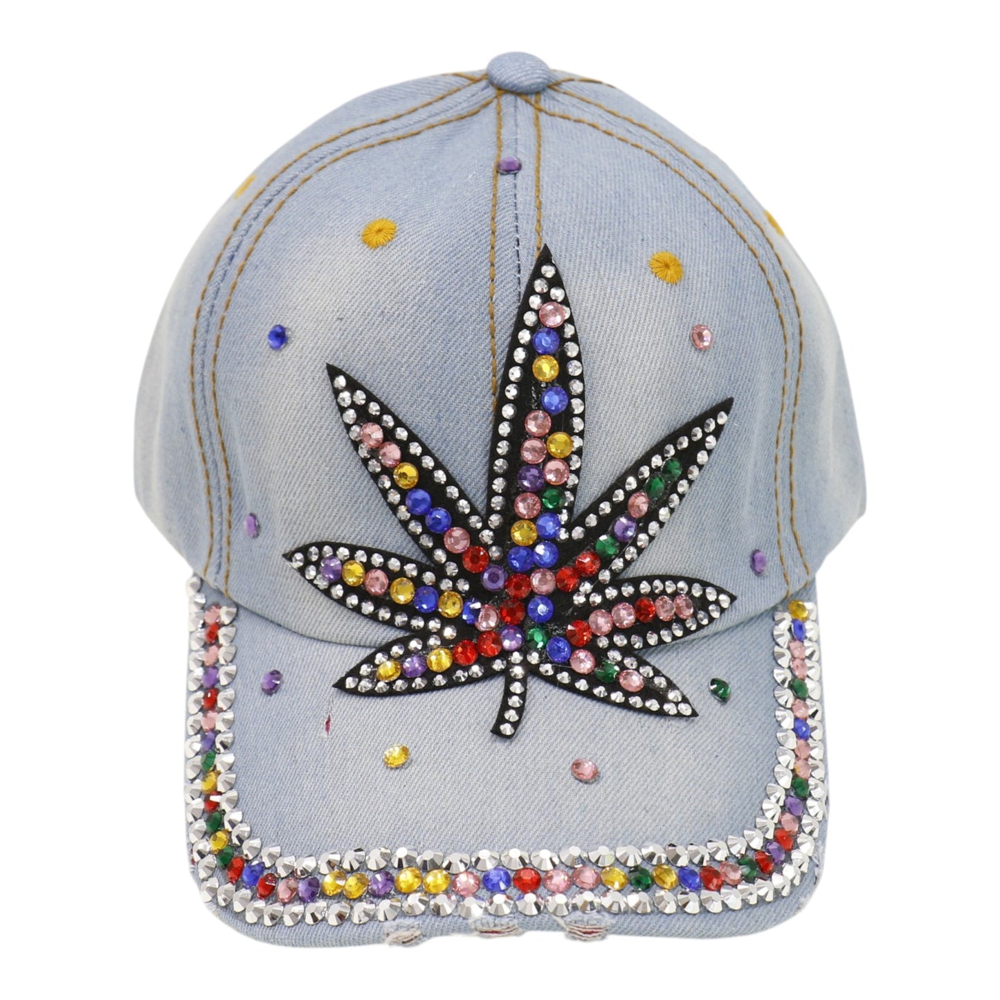 Women's Rhinestone Leaves Studded CAP HA6323-12 (12PC)