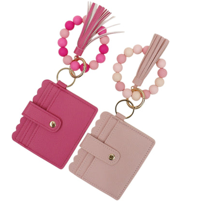 Silicone Bracelet with Multi Color Leather Wallet Tassel JB6126-18 (12PC)