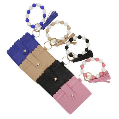 Silicone Bracelet Leather Wallet Tassel JB6126-10 (12PC)