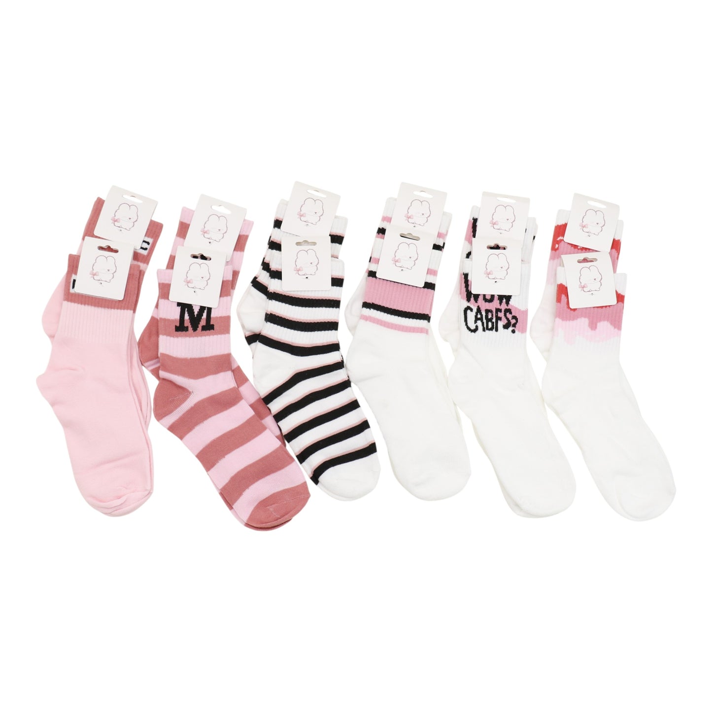 Women's Cute Pink Pattern Socks SS3316-2. (12PC)
