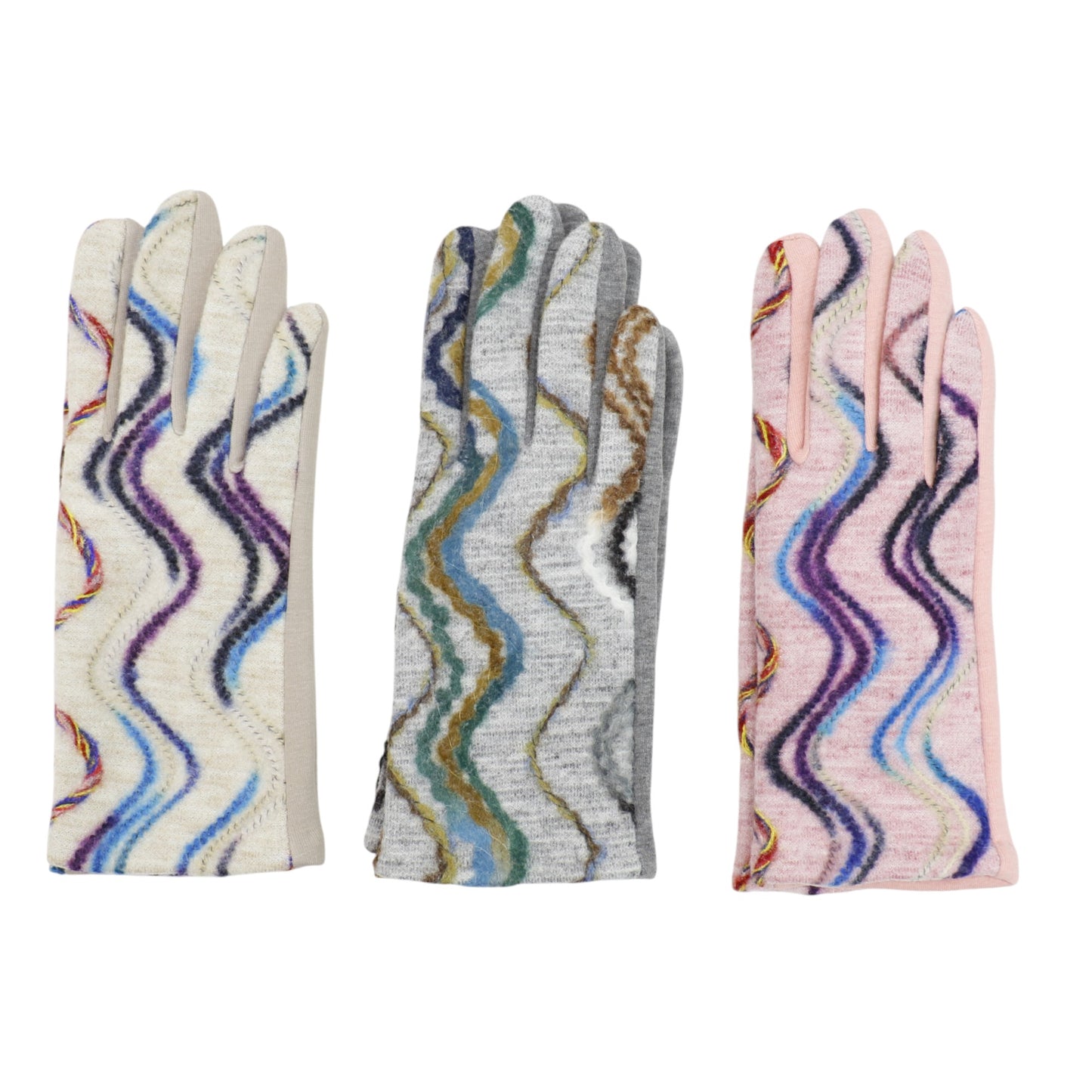 Women's Wave Pattern Winter Touch Screen Gloves GL188. (12PAIR)