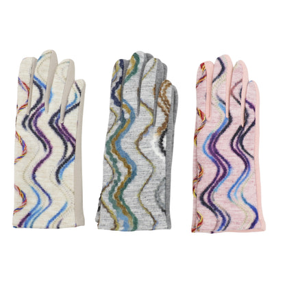 Women's Wave Pattern Winter Touch Screen Gloves GL188. (12PAIR)