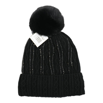 Pom Pom Rhinestone Decor Beanie H20-42. (12PC)