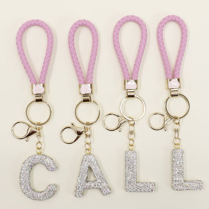 Rhinestone Alphabet Initial Letter Key Chain SS51011-40 (12PC)