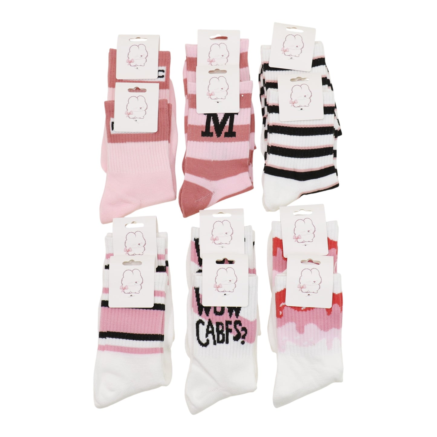 Women's Cute Pink Pattern Socks SS3316-2. (12PC)