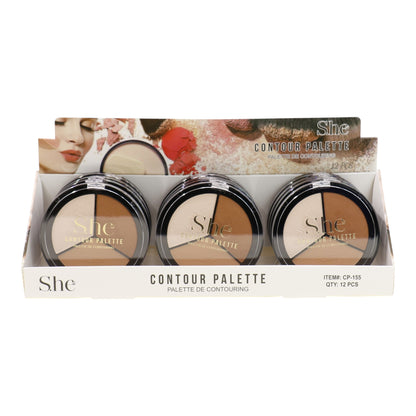 S.he Compact 3 Colors Contour Palette CP155. (12PK)
