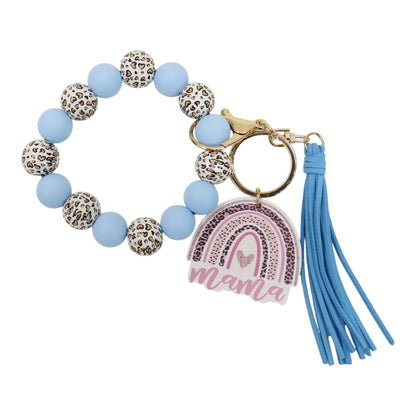 Multi Color Beaded Keychain Bracelet With Tassel JK6226-1 (12PC)