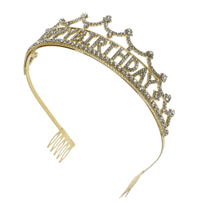 Iron Alloy Rhinestone Happy Birthday Tiara HB947 (12PC)