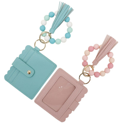 Silicone Bracelet with Multi Color Leather Wallet Tassel JB6126-18 (12PC)