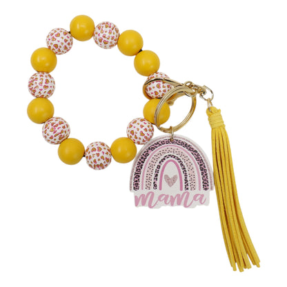 Multi Color Beaded Keychain Bracelet With Tassel JK6226-1 (12PC)
