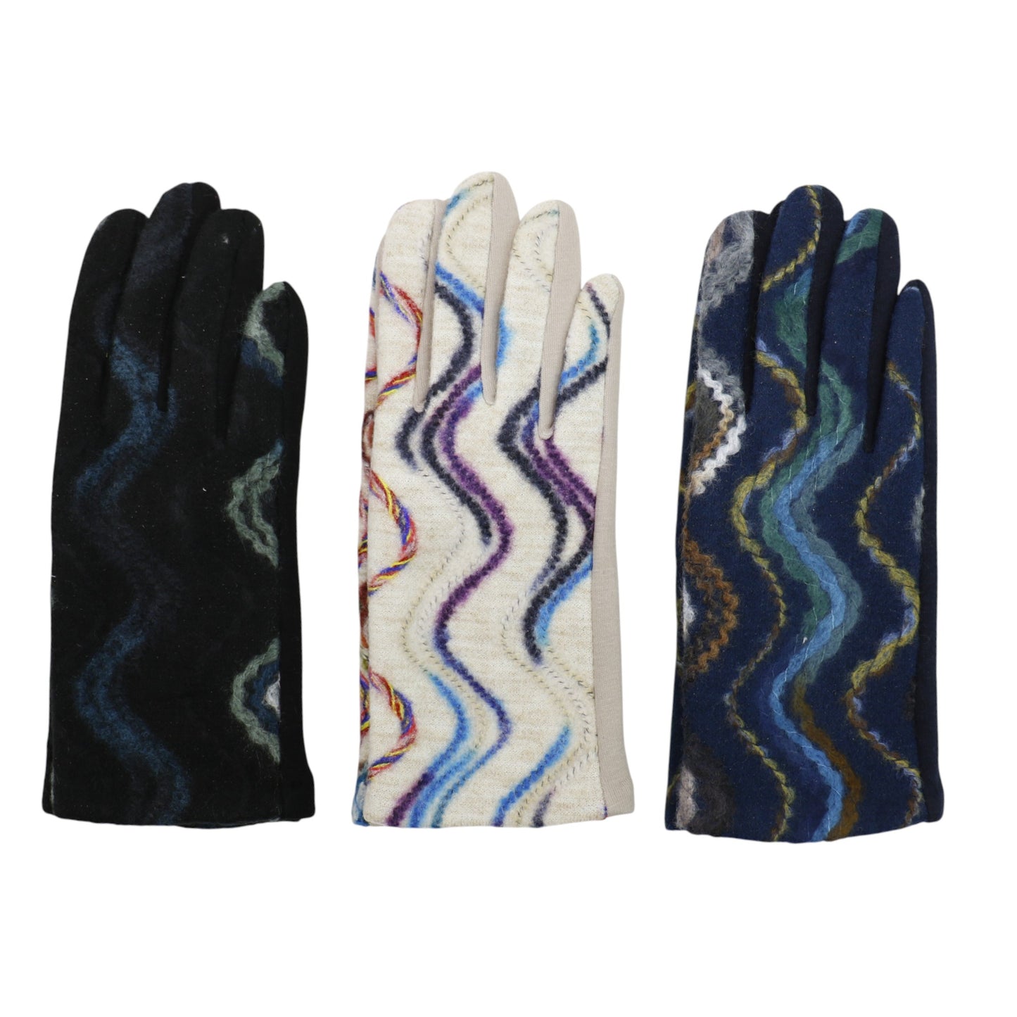 Women's Wave Pattern Winter Touch Screen Gloves GL188. (12PAIR)