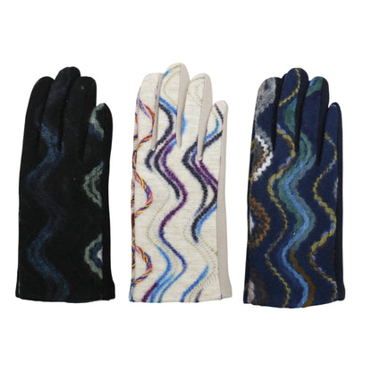 Women's Wave Pattern Winter Touch Screen Gloves GL188. (12PAIR)