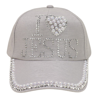 Bling Rhinestone I Love Jesus Cap HA6323-10 (12PC)