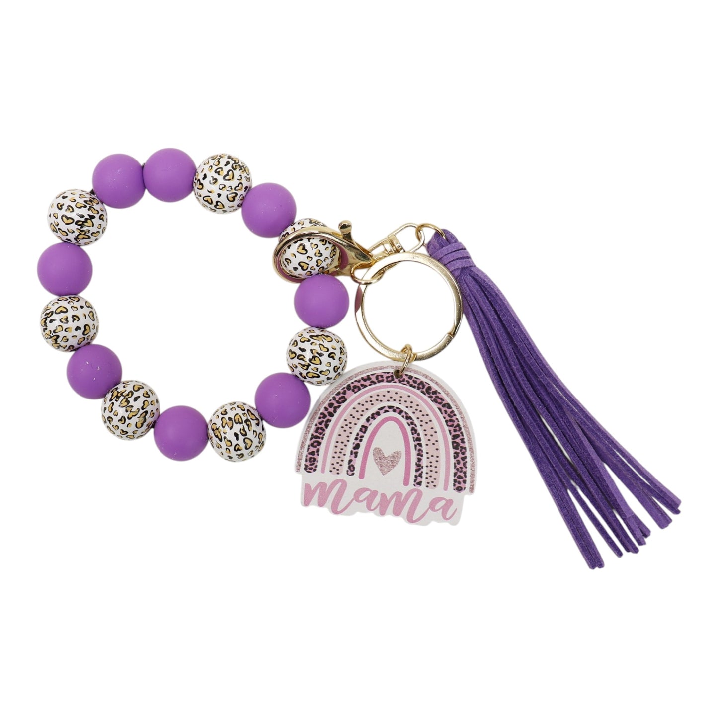 Multi Color Beaded Keychain Bracelet With Tassel JK6226-1 (12PC)