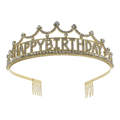 Iron Alloy Rhinestone Happy Birthday Tiara HB947 (12PC)