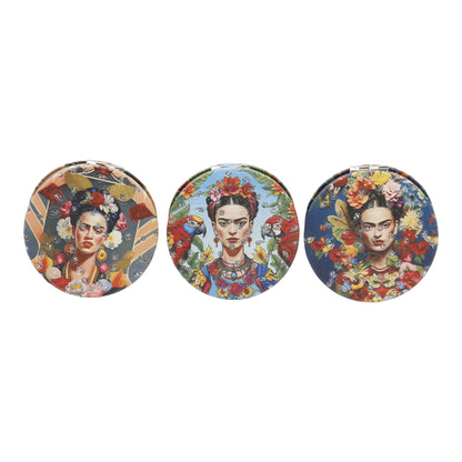 Frida Kahlo Glitter Circular Compact Makeup Mirror JM6423-29 (12PC)