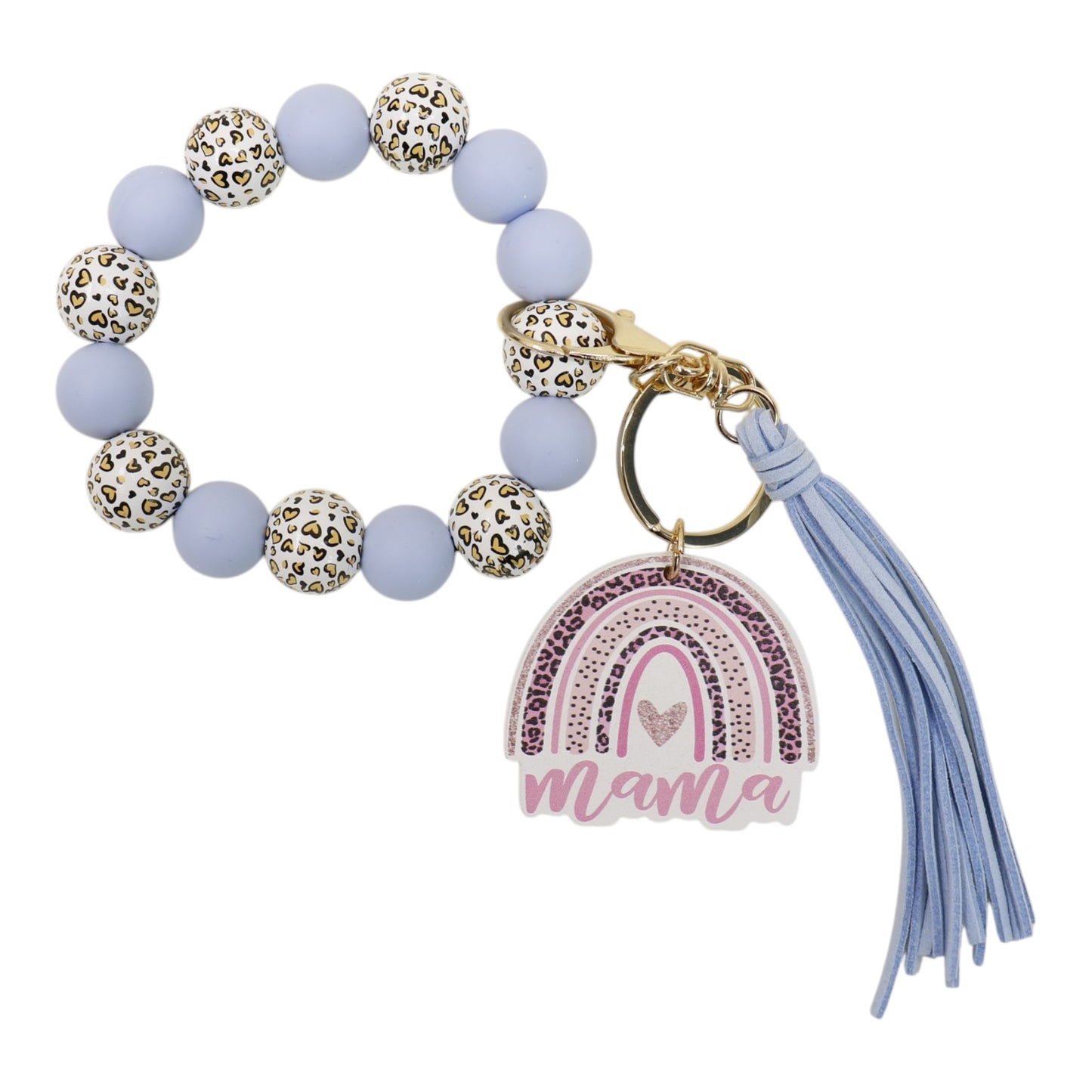 Multi Color Beaded Keychain Bracelet With Tassel JK6226-1 (12PC)