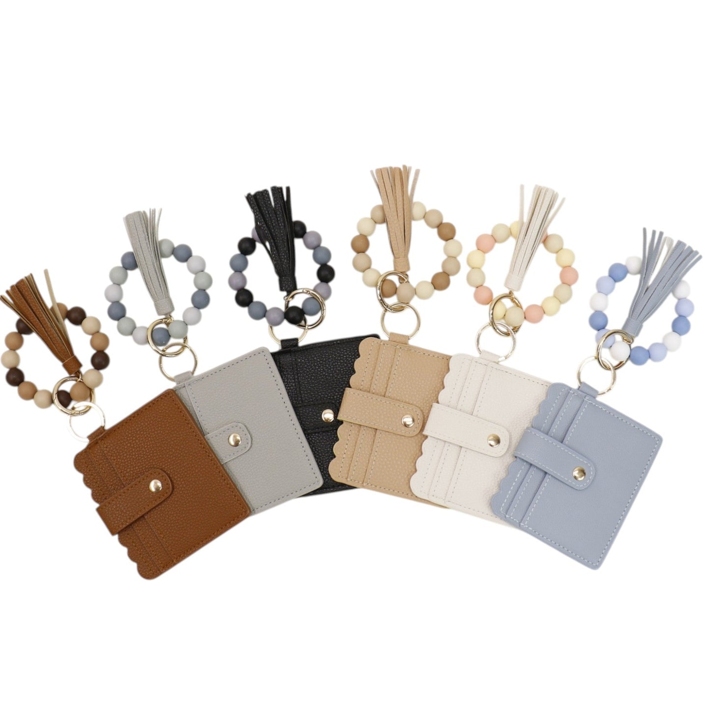 Silicone Bracelet with Multi Color Leather Wallet Tassel JB6126-18 (12PC)