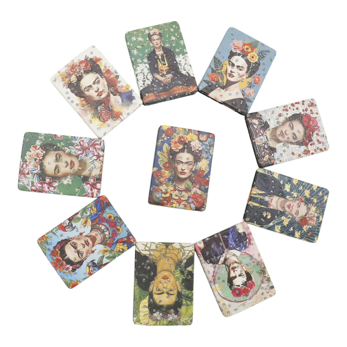 Frida Kahlo Rectangular Glitter Compact Makeup Mirror JM6423-10 (12PC)