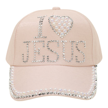 Bling Rhinestone I Love Jesus Cap HA6323-10 (12PC)