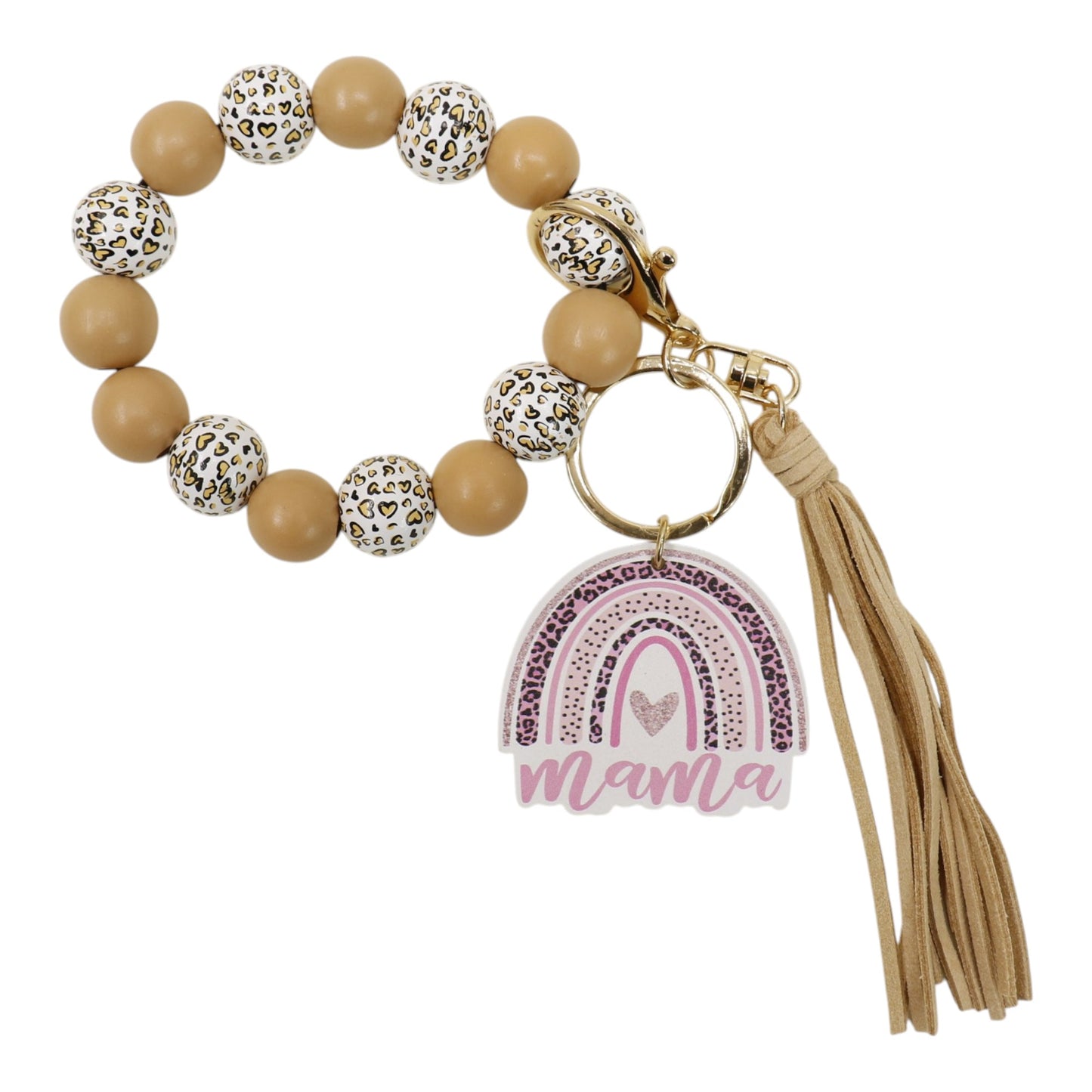 Multi Color Beaded Keychain Bracelet With Tassel JK6226-1 (12PC)